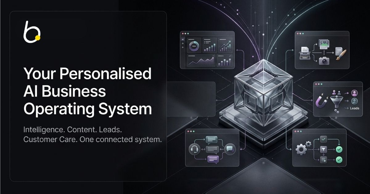 bstarOne integrated AI Business Operating System connecting intelligence, content, leads, and customer care